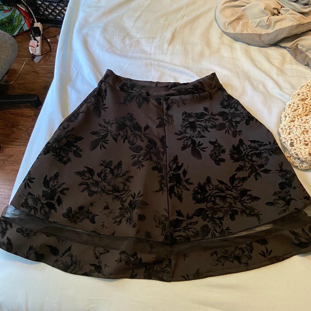 Black floral skirt